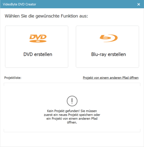 Schritt 1. DVD oder Blu-ray zum Erstellen auswählen.