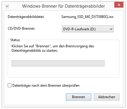 ISO auf DVD brennen Windows 10